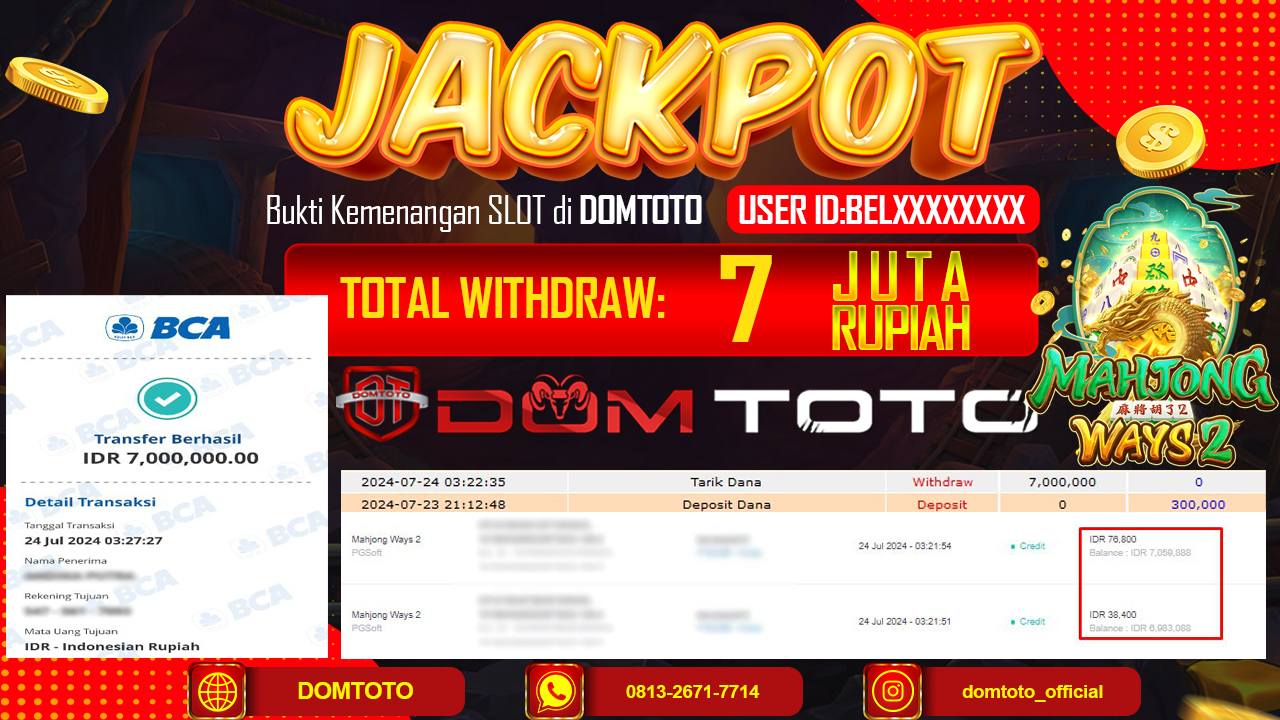 JACKPOT SLOT MAHJONG WAYS 2 24 JULI 2024